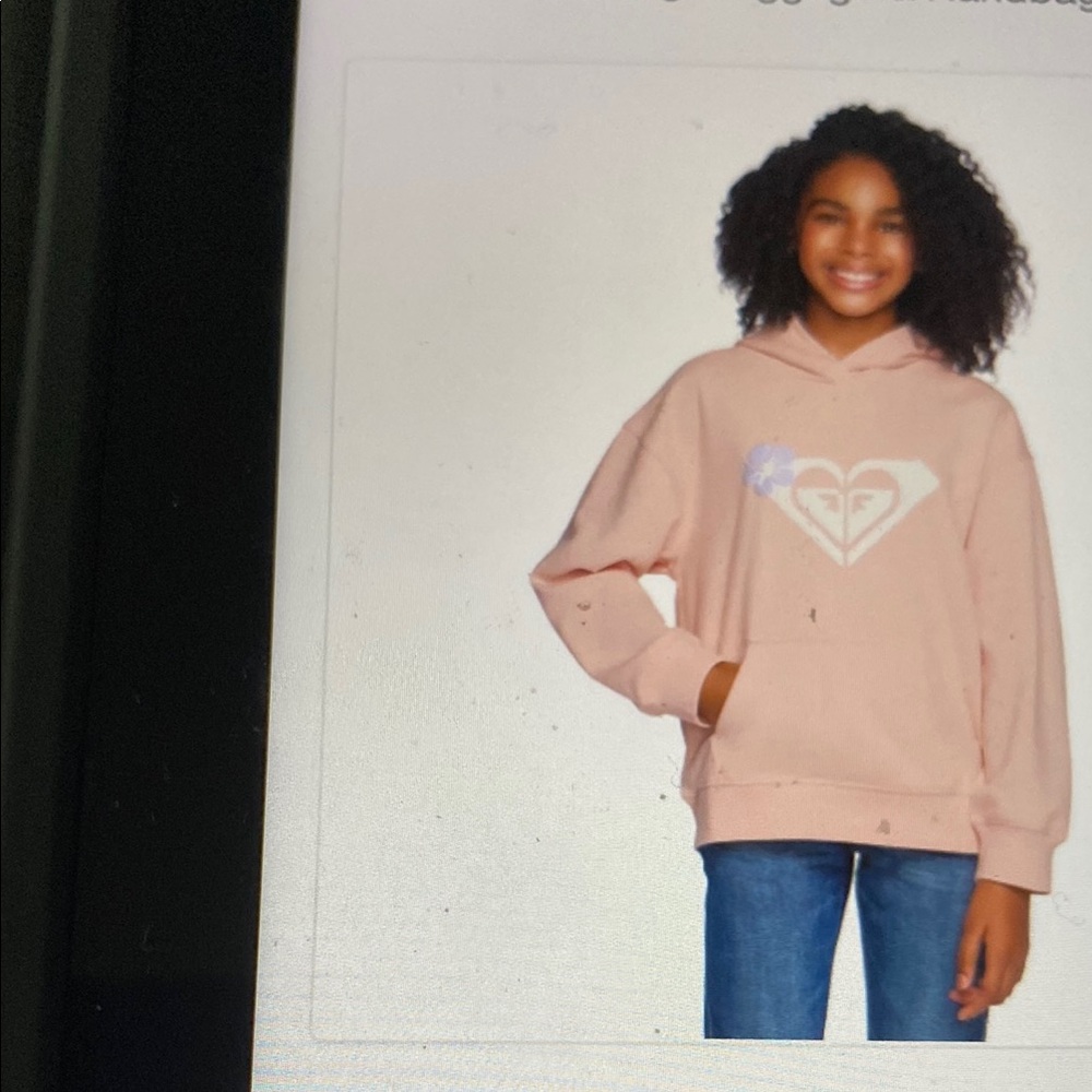 Roxy NWT Tropical Peach Girls Pullover Hoodie - Size L 14-16 - Picture 1 of 5